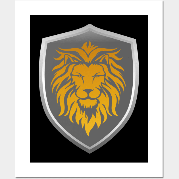 Gold Lion on Shield Wall Art by SweetPaul Entertainment 